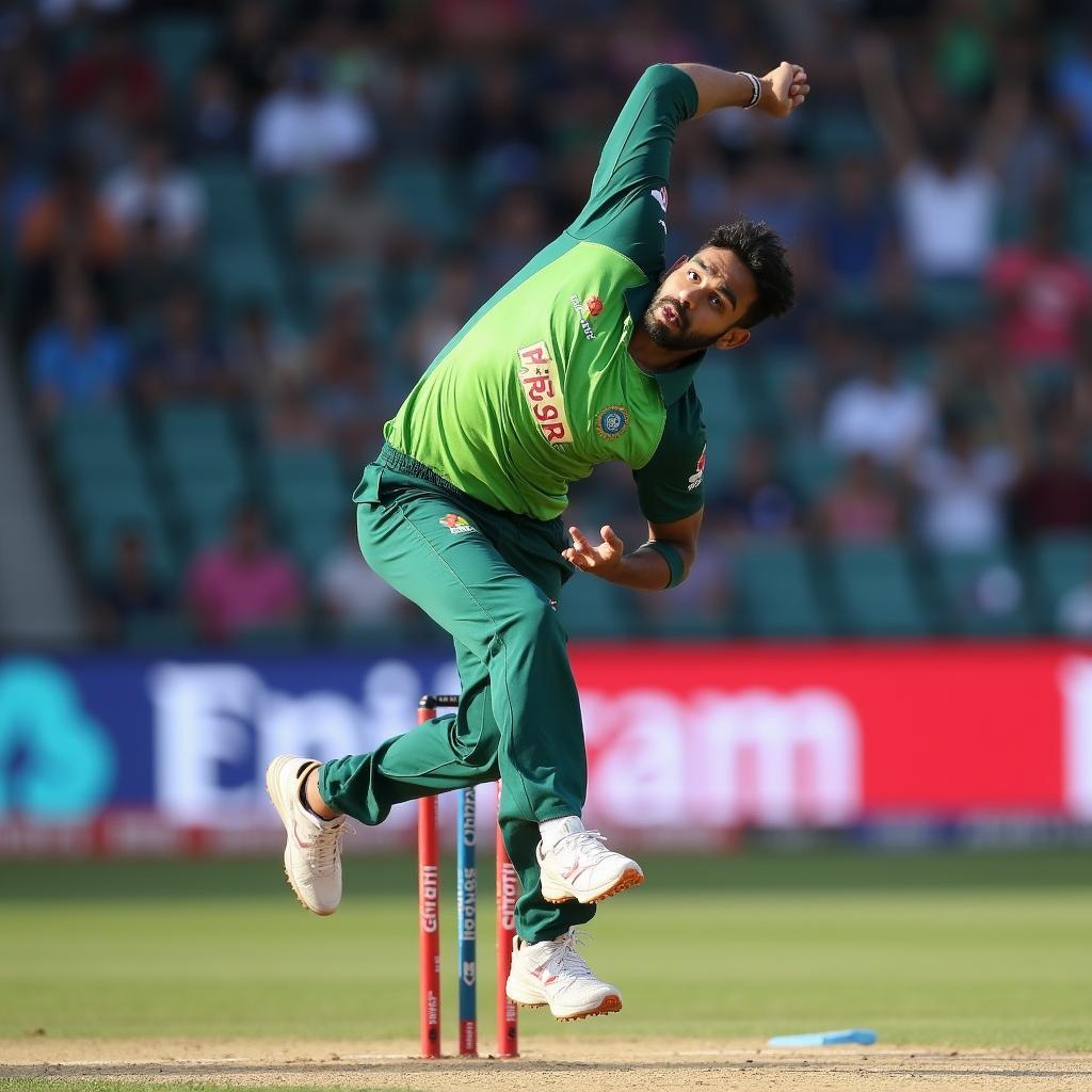 Rashid Khan bowling against West Indies in India 2019