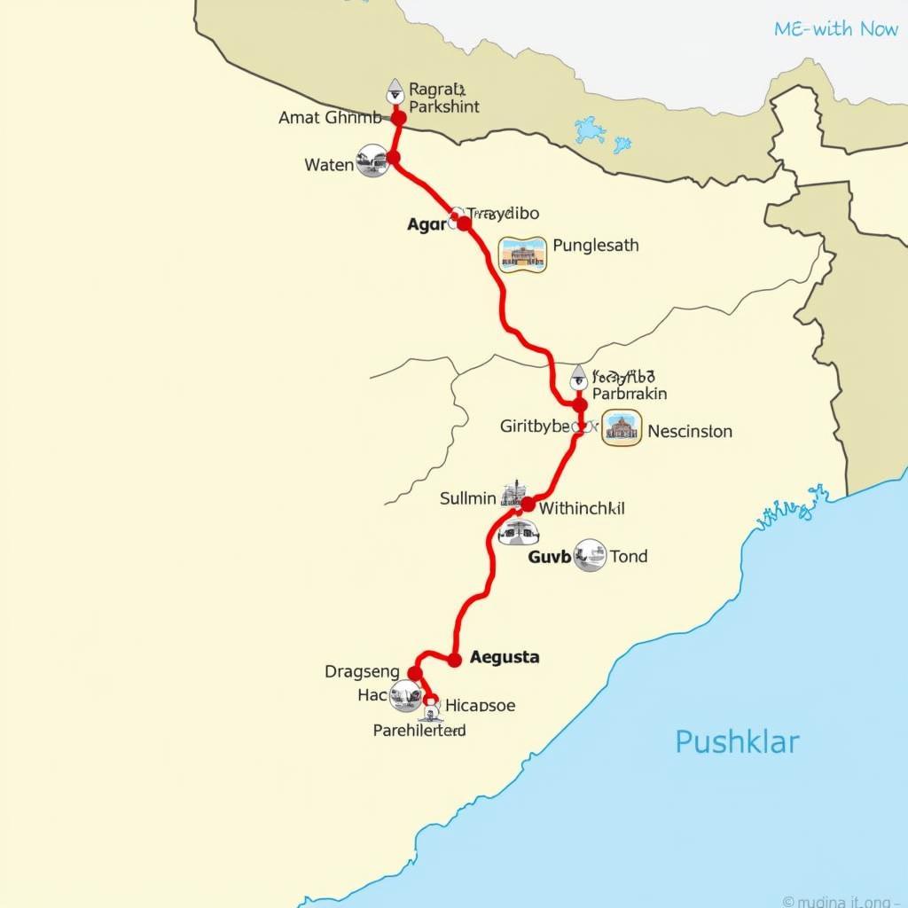 Agra to Pushkar Tour Route