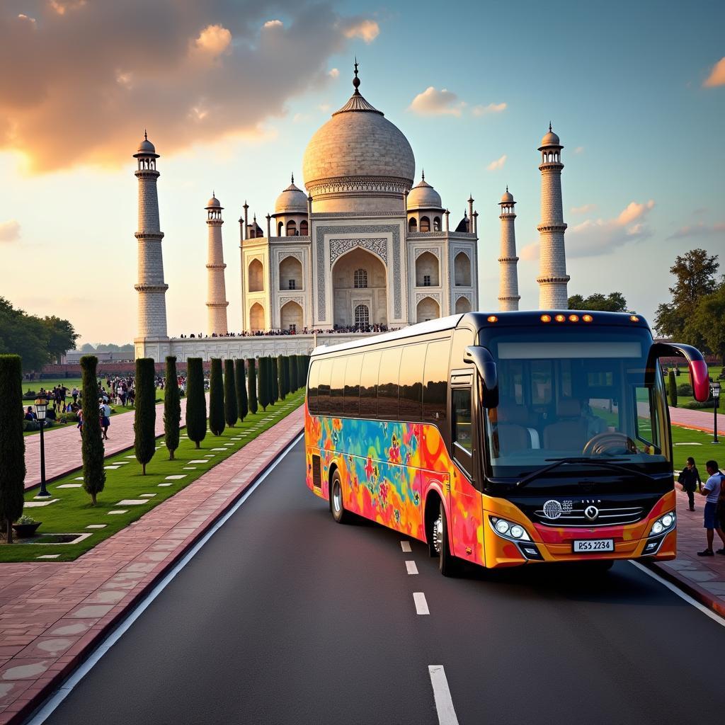 Agra Tour Bus with Taj Mahal View