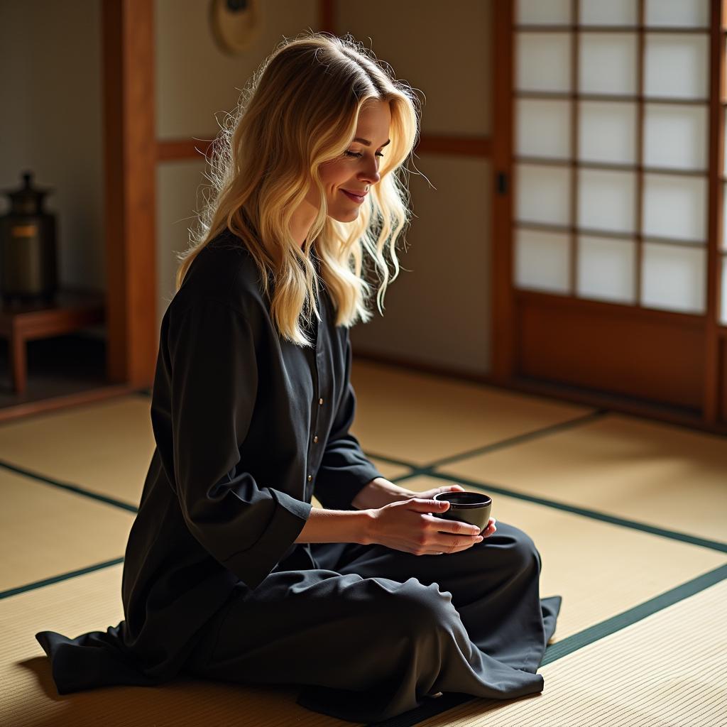 Ainsley Earhardt participating in a Japanese Tea Ceremony