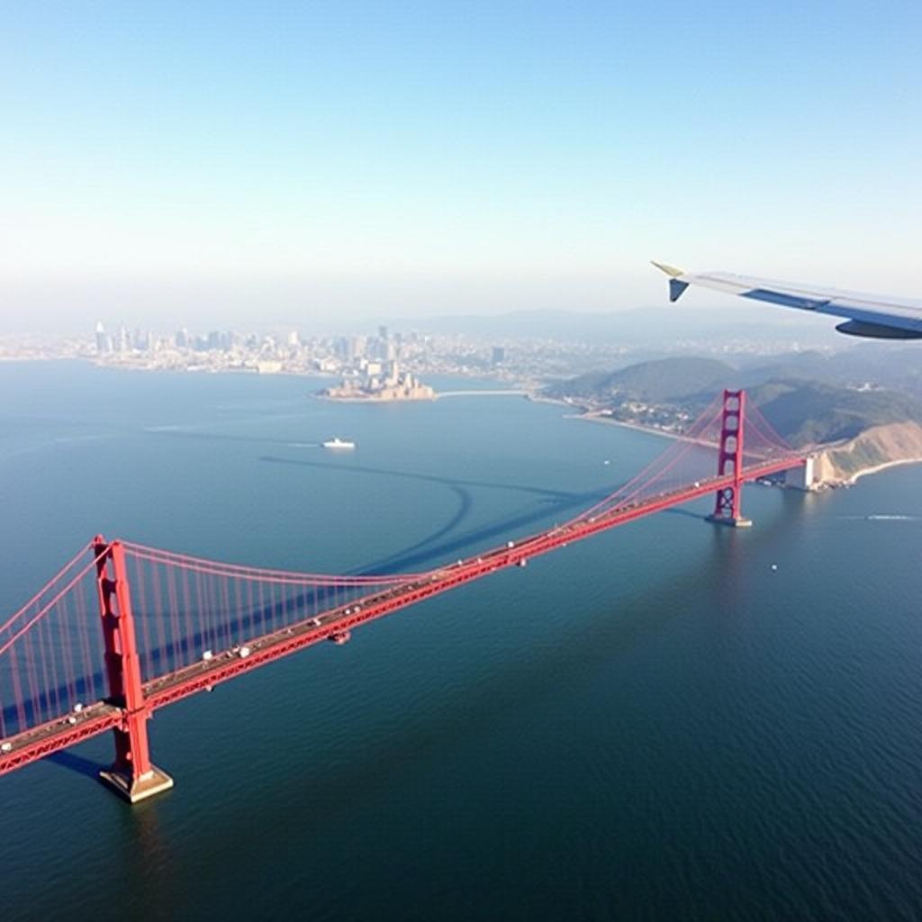 Aerial view of the Golden Gate Bridge from a plane