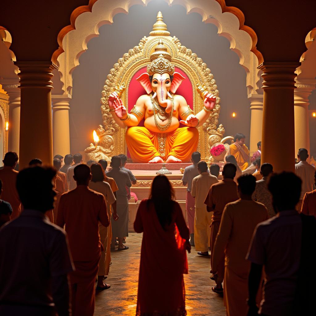 Devotees Performing Darshan at an Ashtavinayak Temple