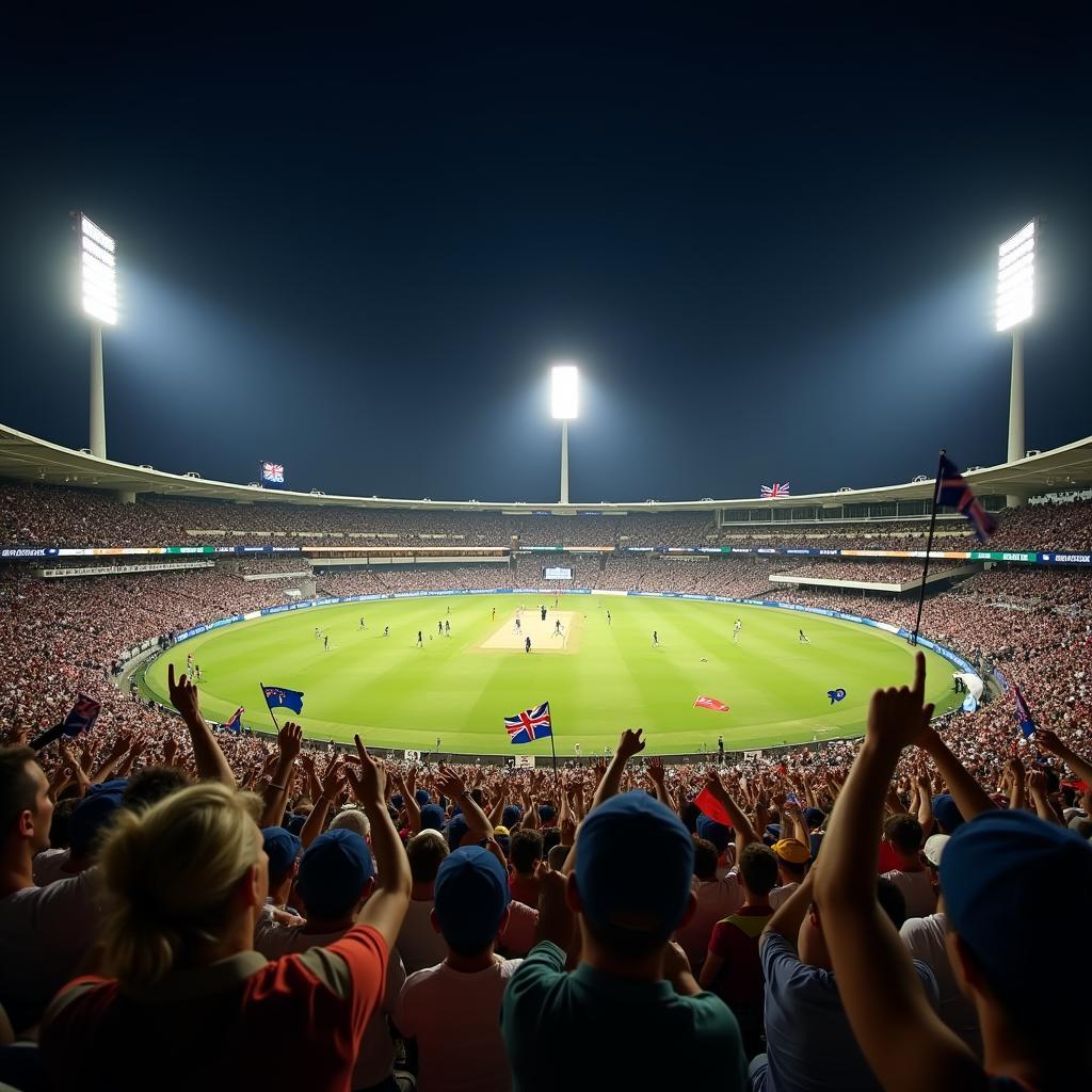 Australian cricket tour fans cheering in the stadium