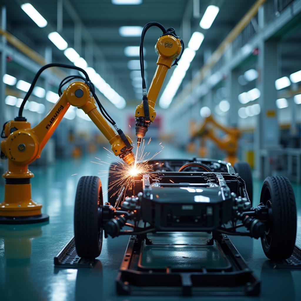 Robots in an Automotive Factory in Japan