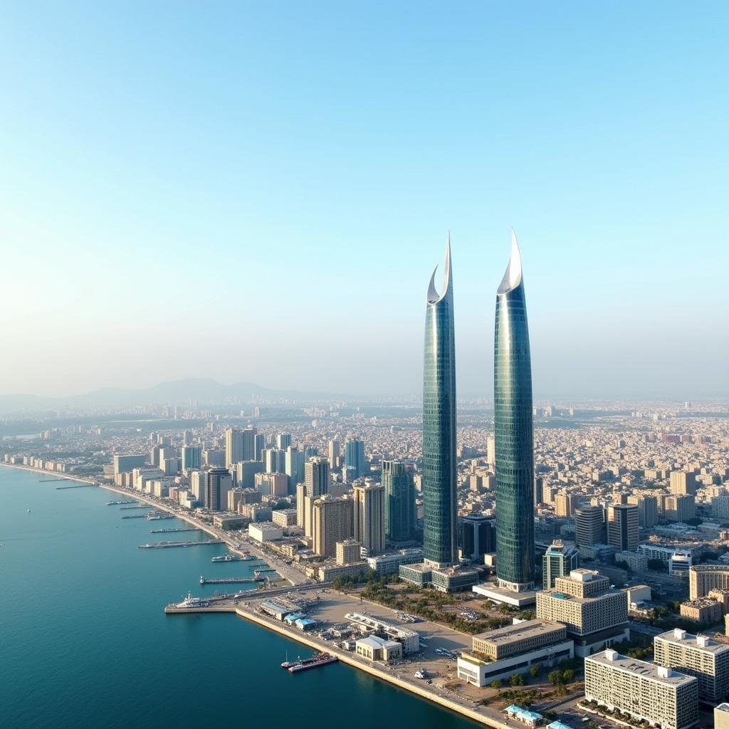 Baku city skyline panoramic view