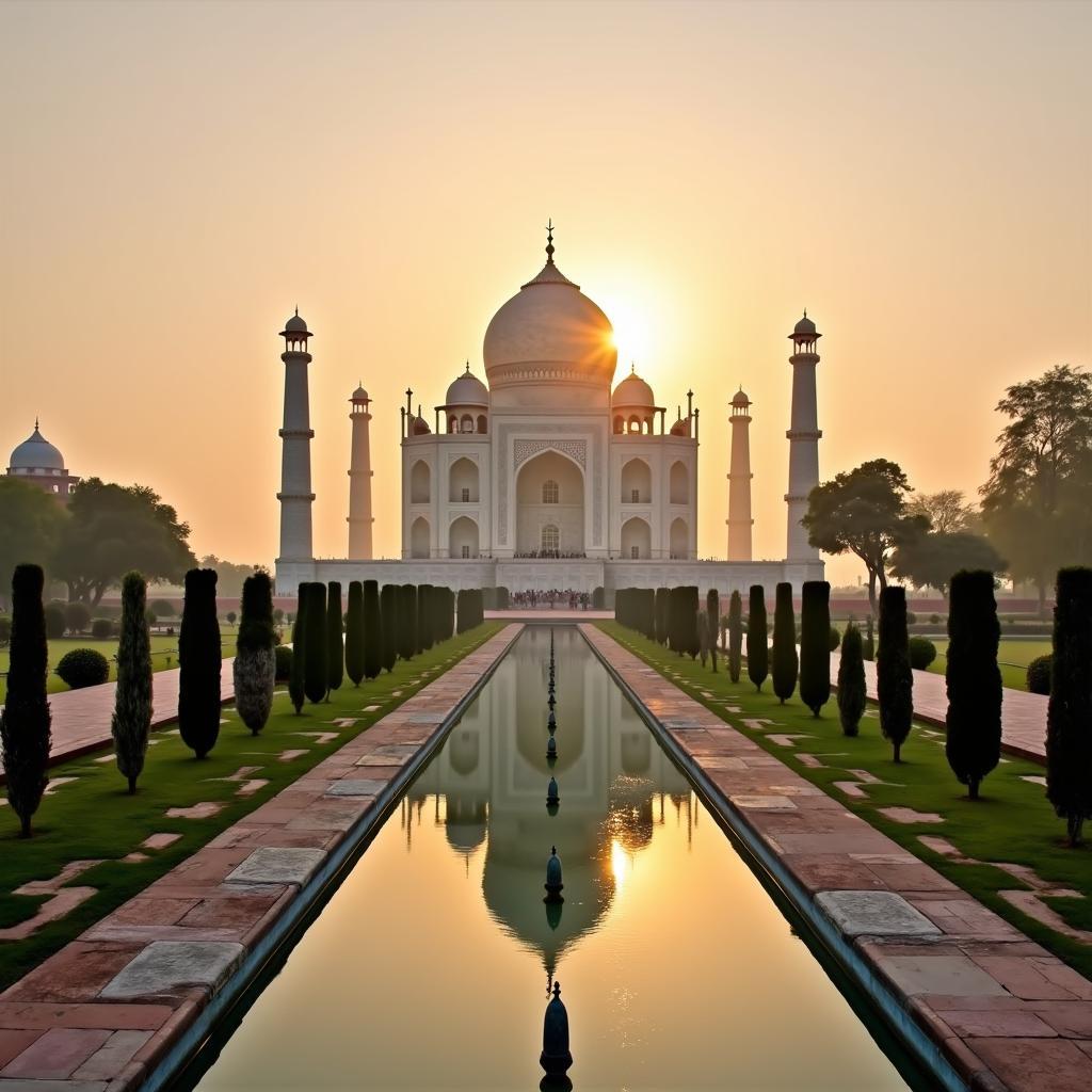 Sunrise view of the Taj Mahal, one of India's most iconic landmarks and a must-see on any tour.