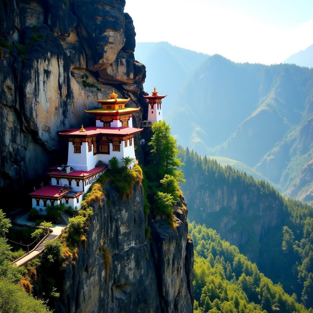 Tiger Nest Monastery clinging to a cliff in Bhutan