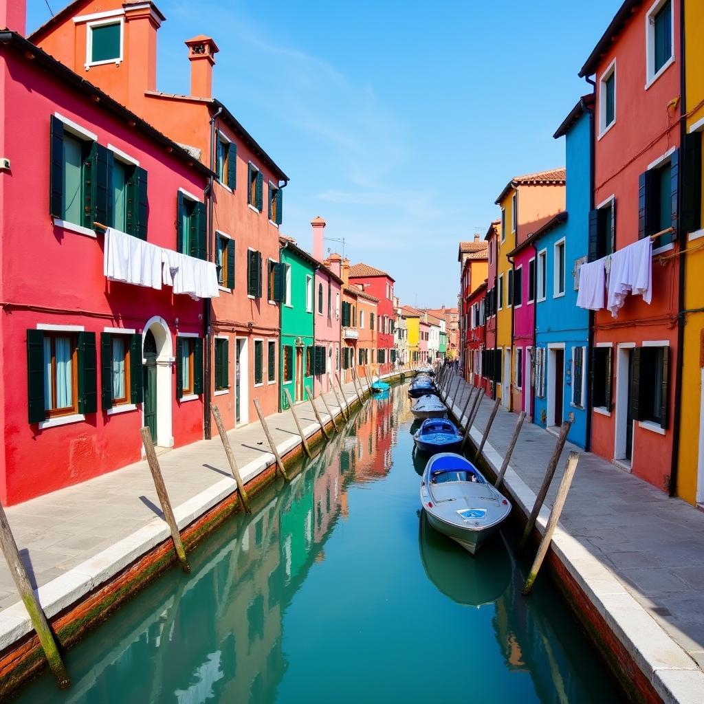 Exploring the colorful houses and canals of Burano island in Venice