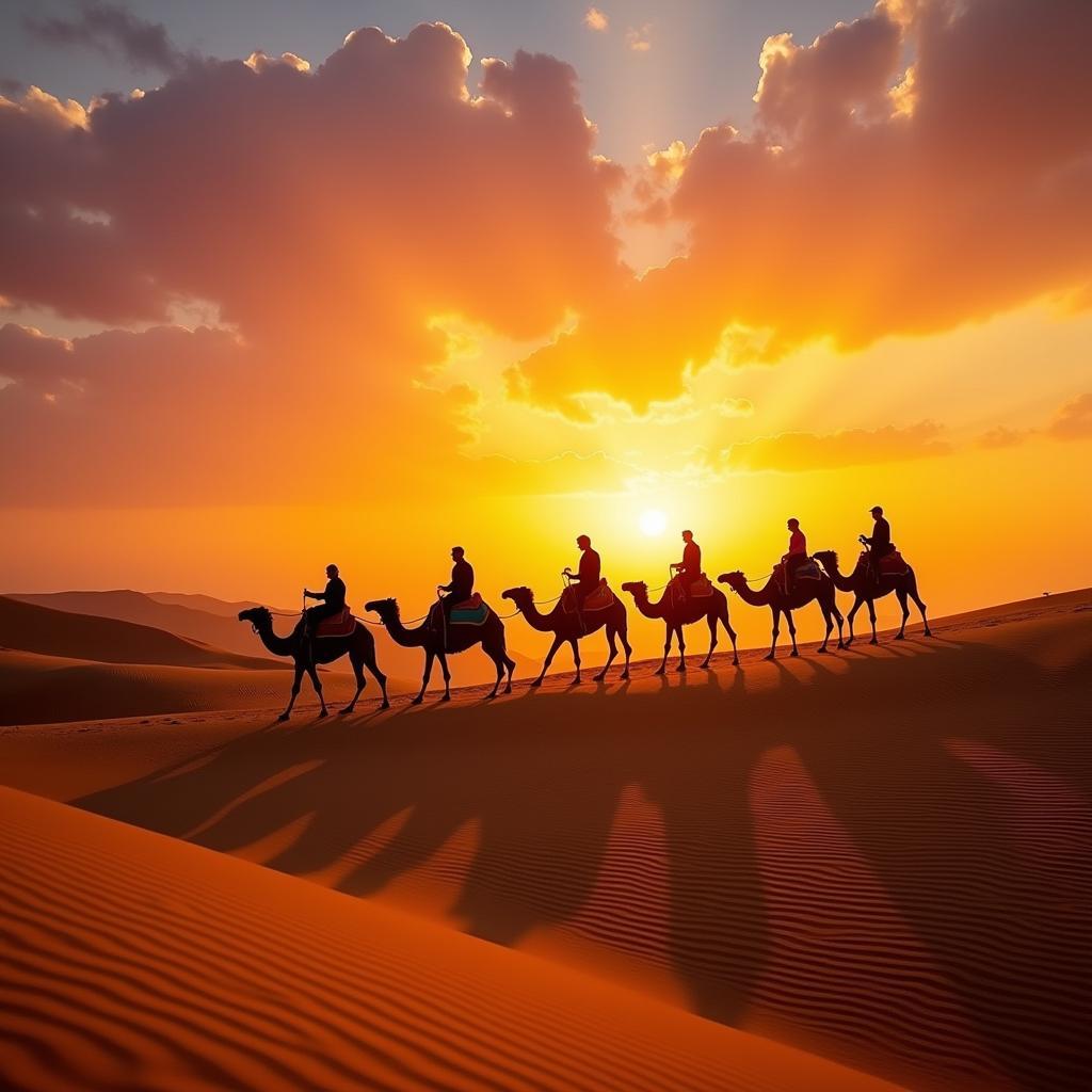 Camel Safari in Jaisalmer at Sunset