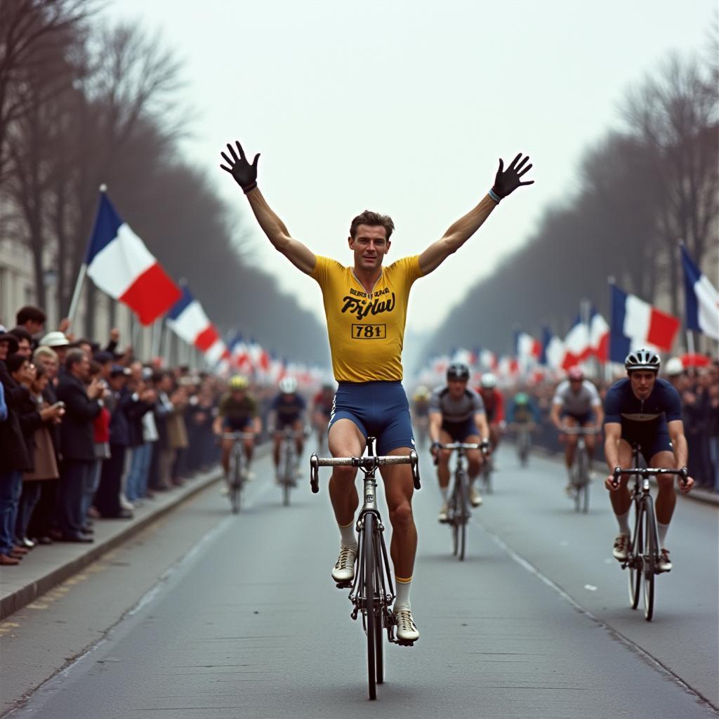 Charly Gaul celebrating his 1958 Tour de France win