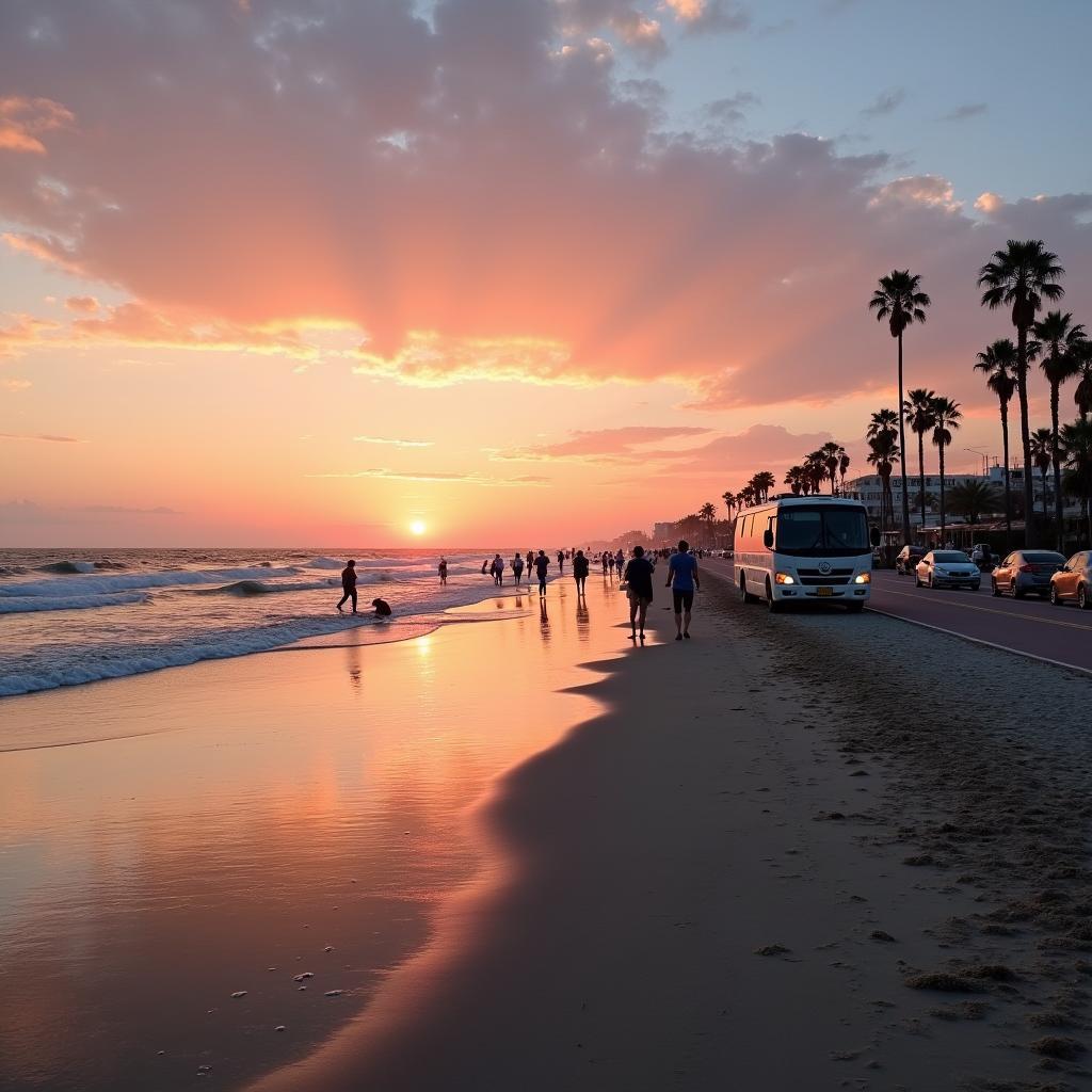 Chennai Bus Tour Marina Beach Sunset