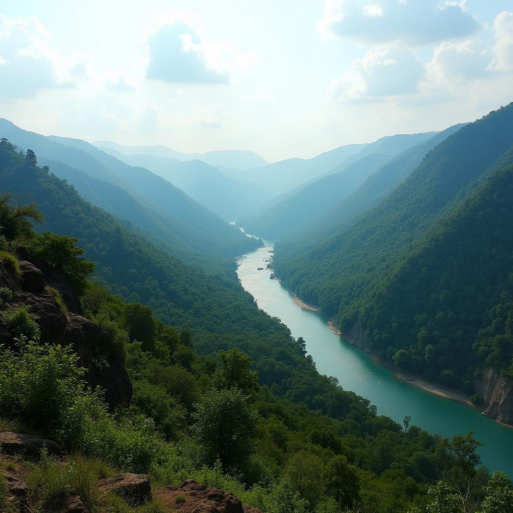 Panoramic view of the lush green landscapes surrounding Chitrakoot.