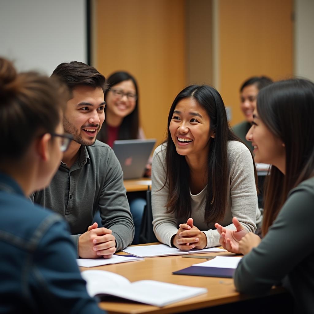 Students asking questions about academics during a college tour