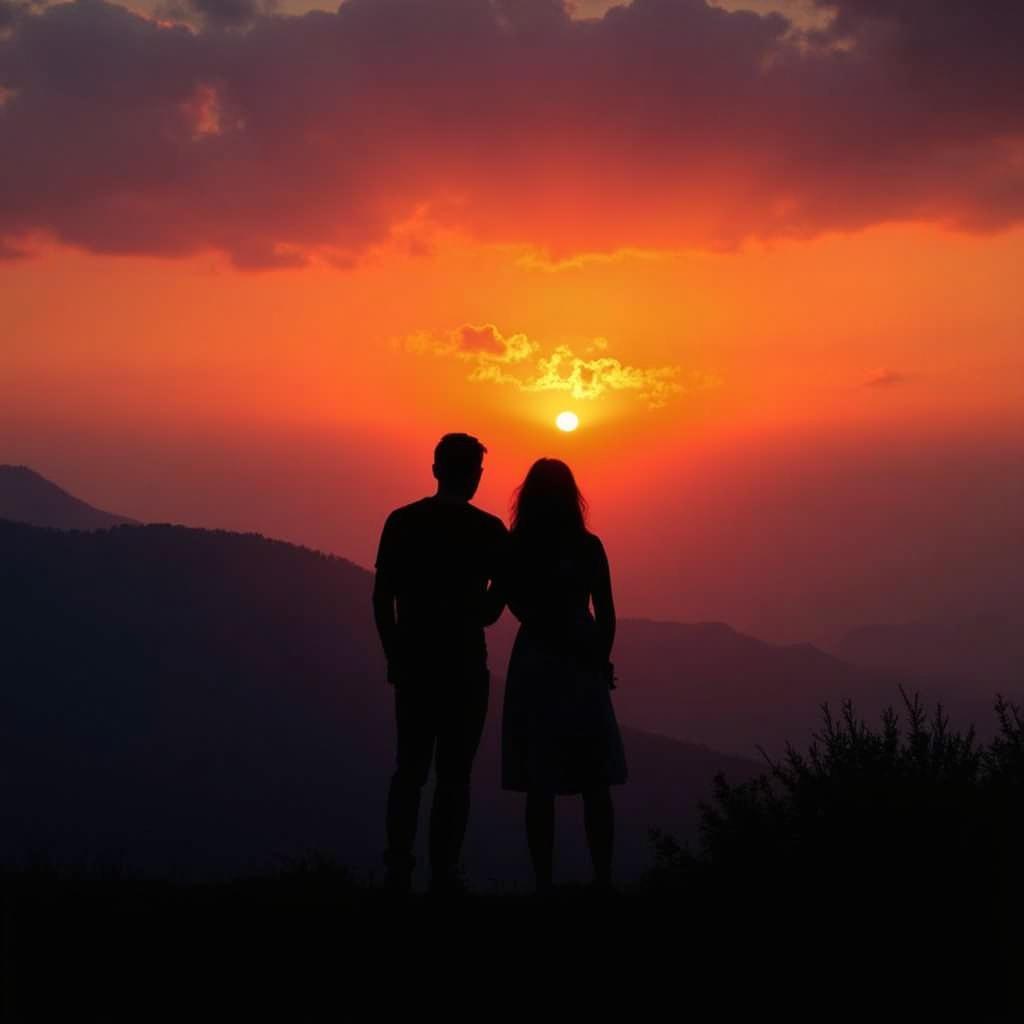 Couple watching the sunset in Mahabaleshwar