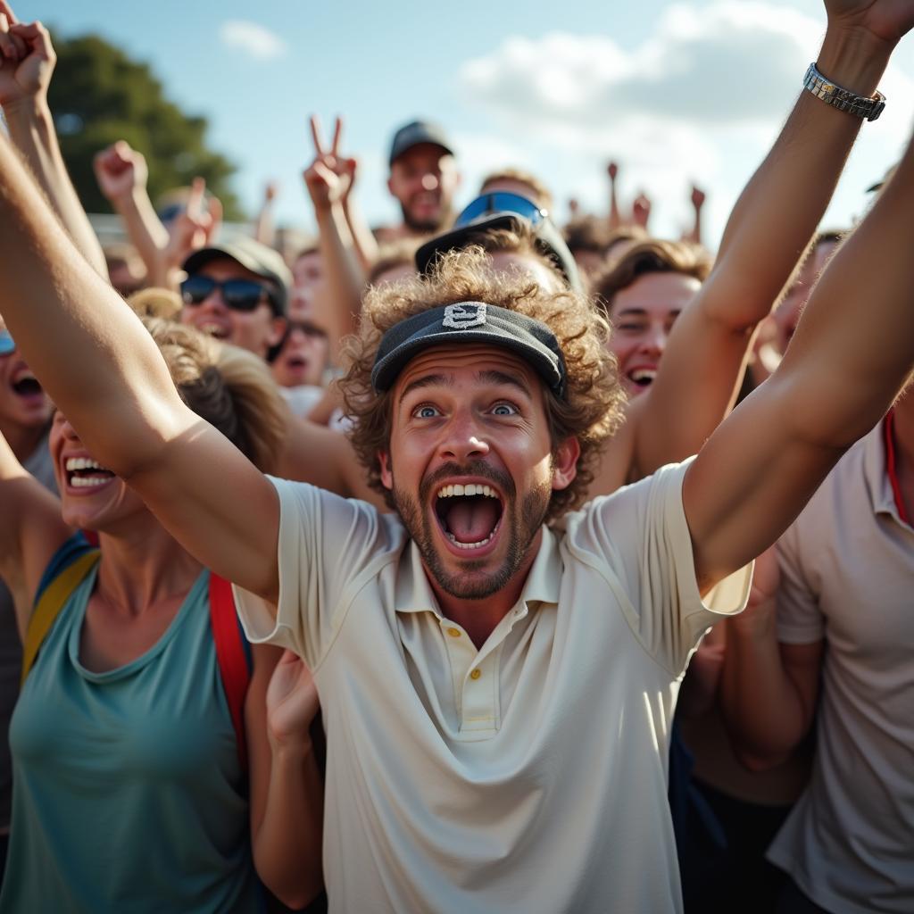 Cricket Fans Celebrate a Boundary