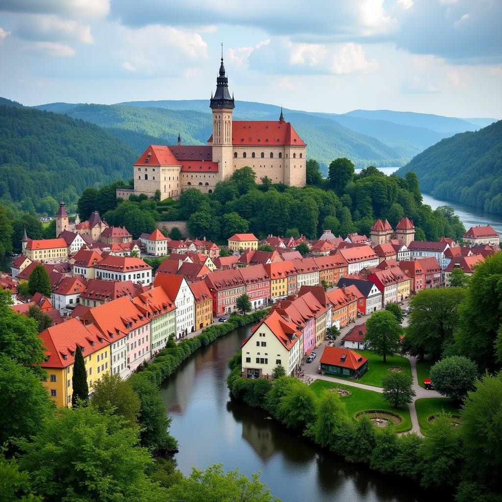 View of Cesky Krumlov during a Czech Republic trip from Dubai