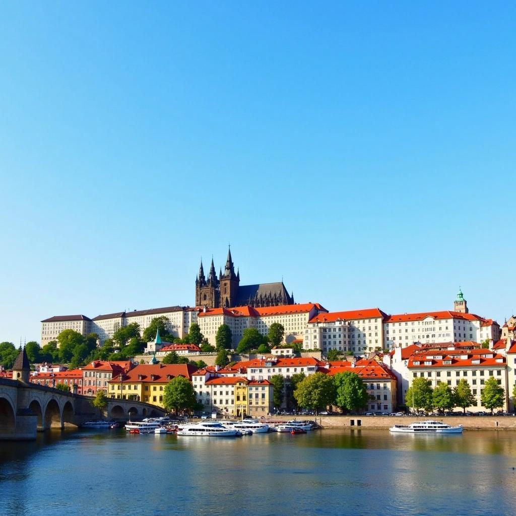 Prague Castle viewed from Charles Bridge during a Czech Republic tour from Dubai