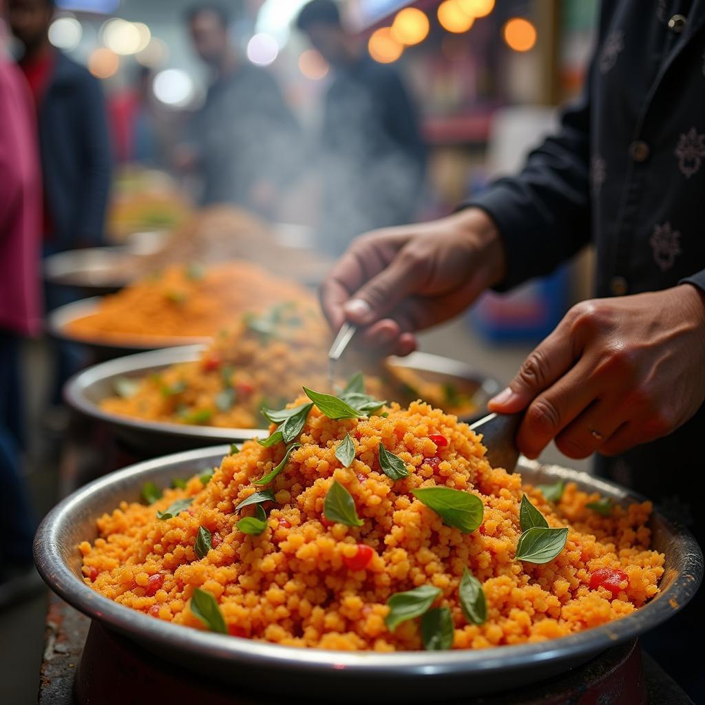 Sampling delicious street food in Delhi