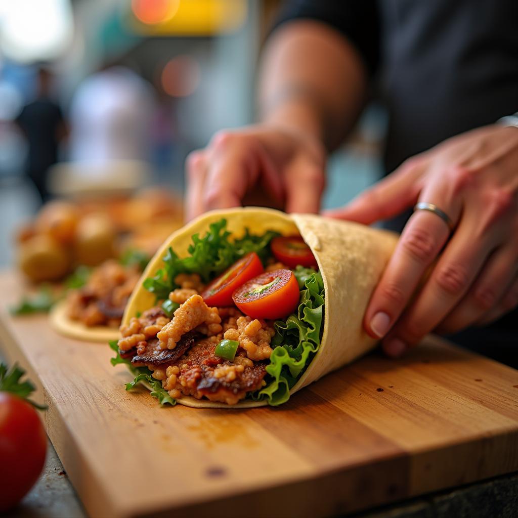 Delicious Shawarma being prepared at a Dubai Street Food Stall