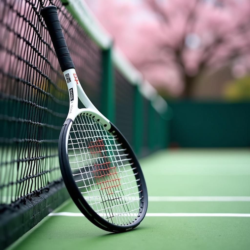 Dunlop Biomimetic 600 Tour racket on a Japanese tennis court