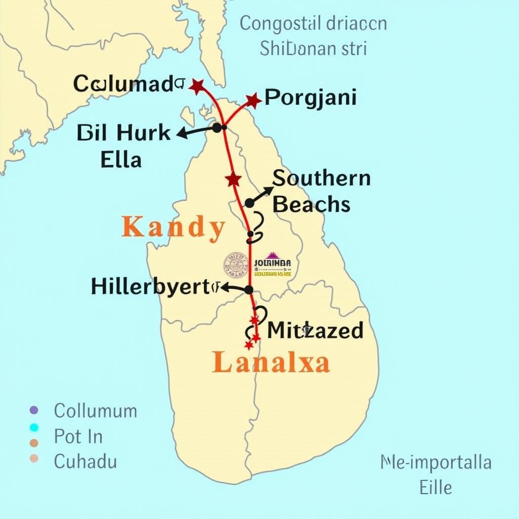 8 Days Sri Lanka Tour Itinerary Map