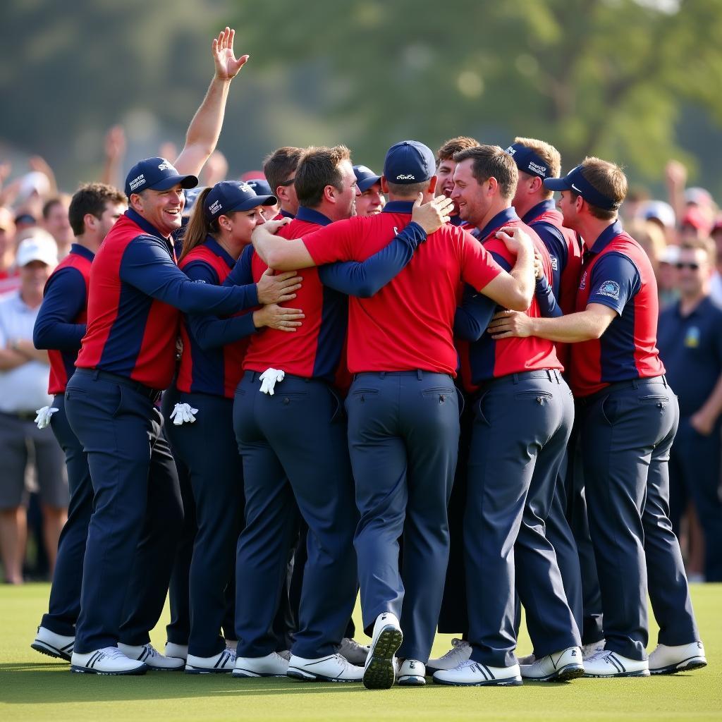 European team celebrates their Ryder Cup victory in 2012