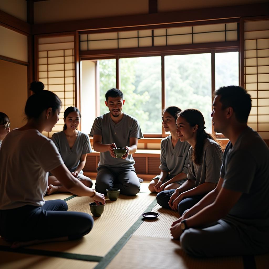 Experiencing a traditional Japanese tea ceremony during a Mission Inn tour