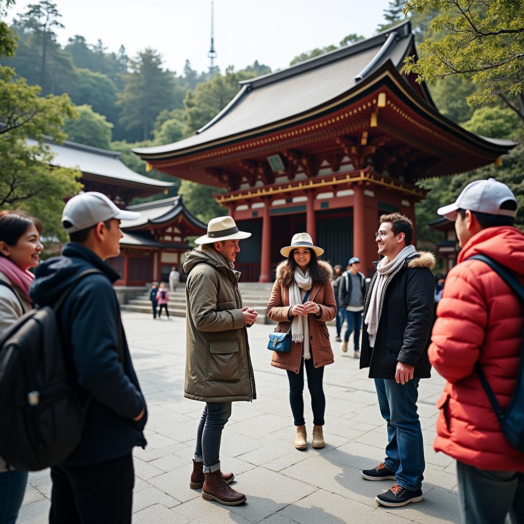 Exploring a Japanese Temple with a Knowledgeable Guide