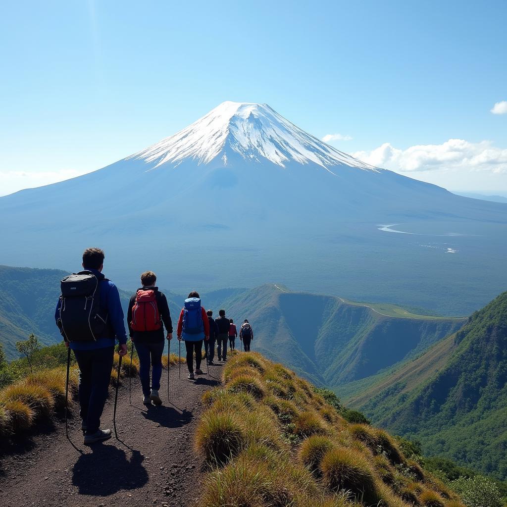 Hiking Mount Fuji as part of a Lic Tour