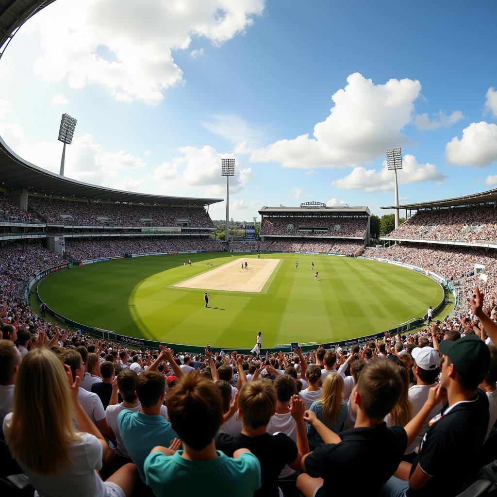 Fans Cheering at Australia vs. New Zealand Women's Cricket Match