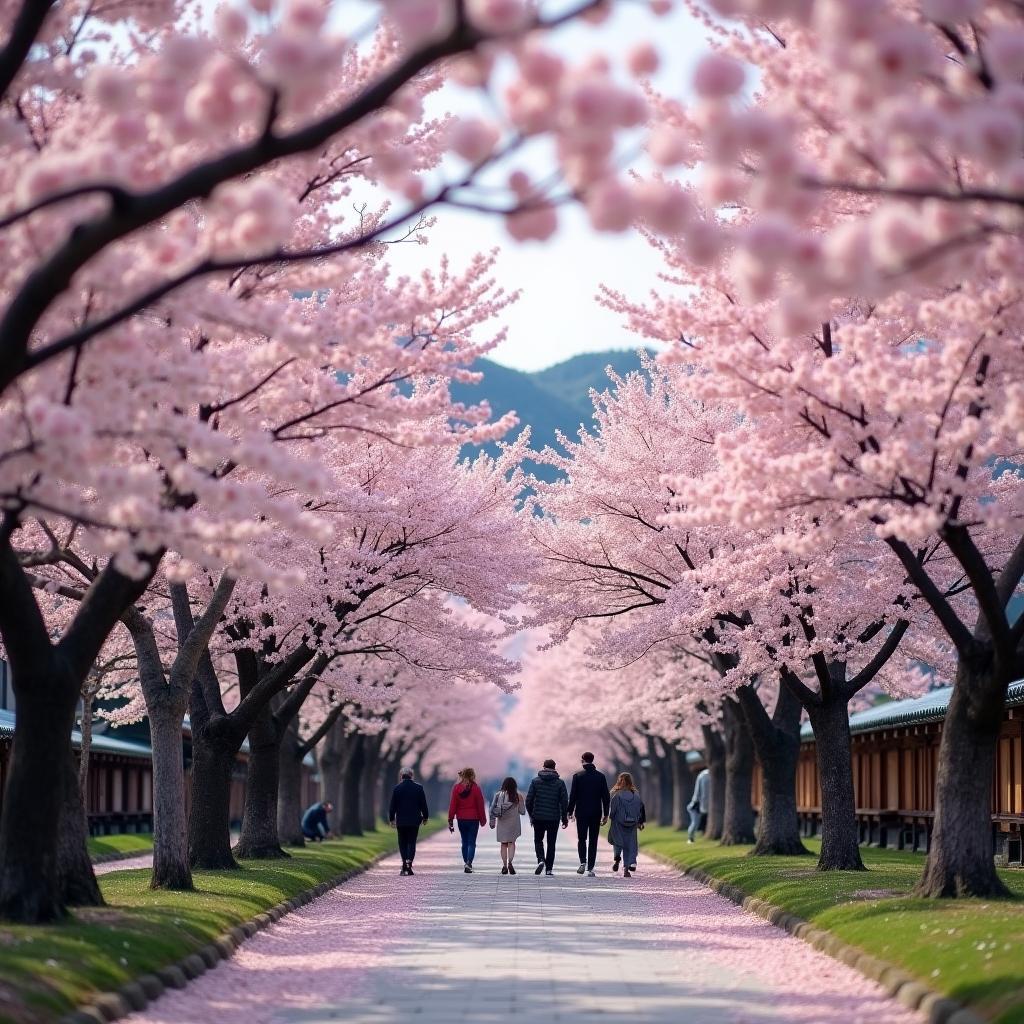 Cherry blossoms in full bloom during a fastlove tour of Japan