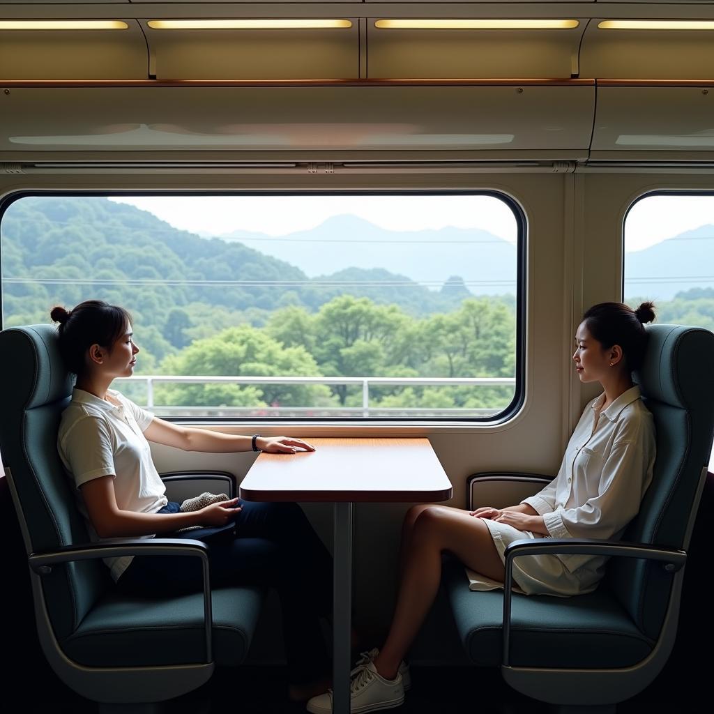 Traveling on the Shinkansen bullet train in Japan