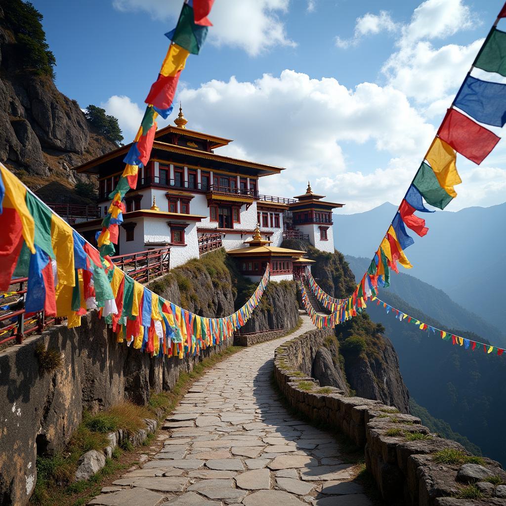 Gangtok's Rumtek Monastery with Prayer Flags