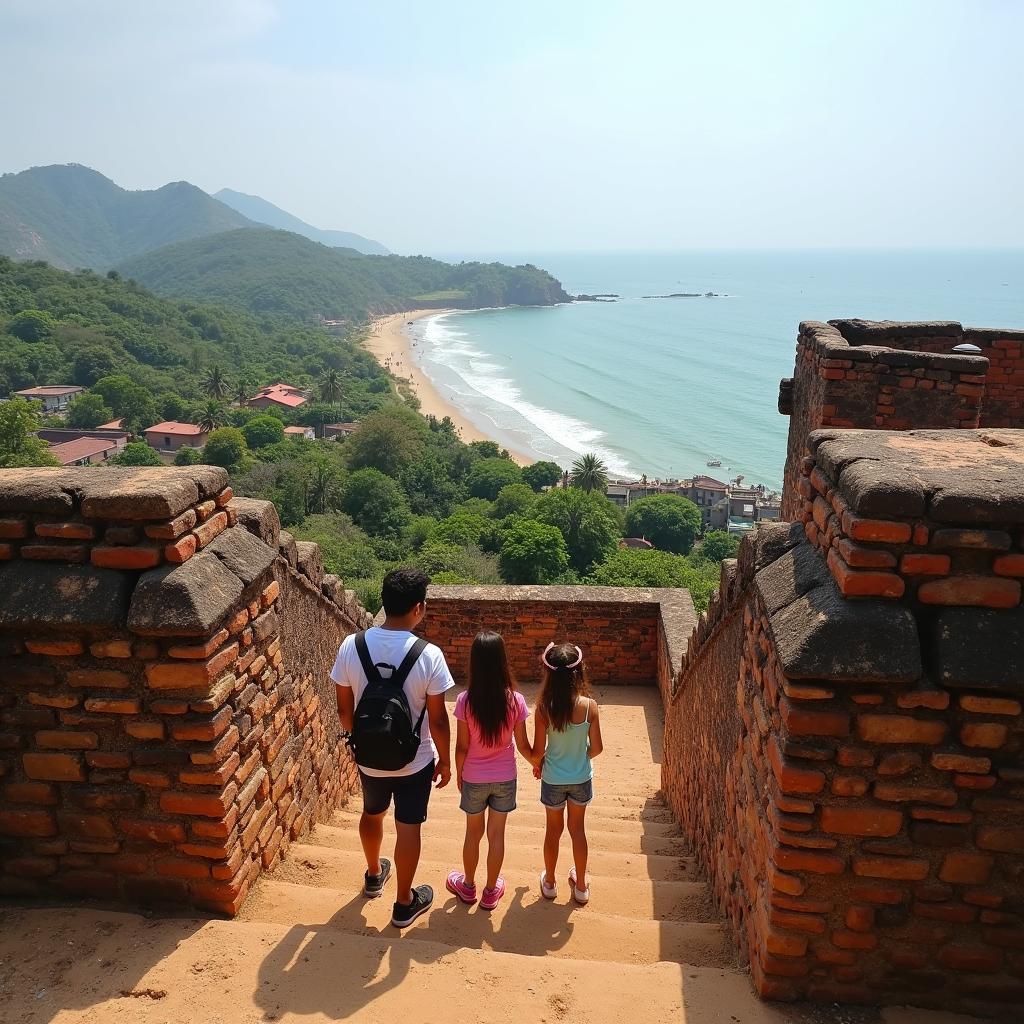 Family exploring historical sites in Goa