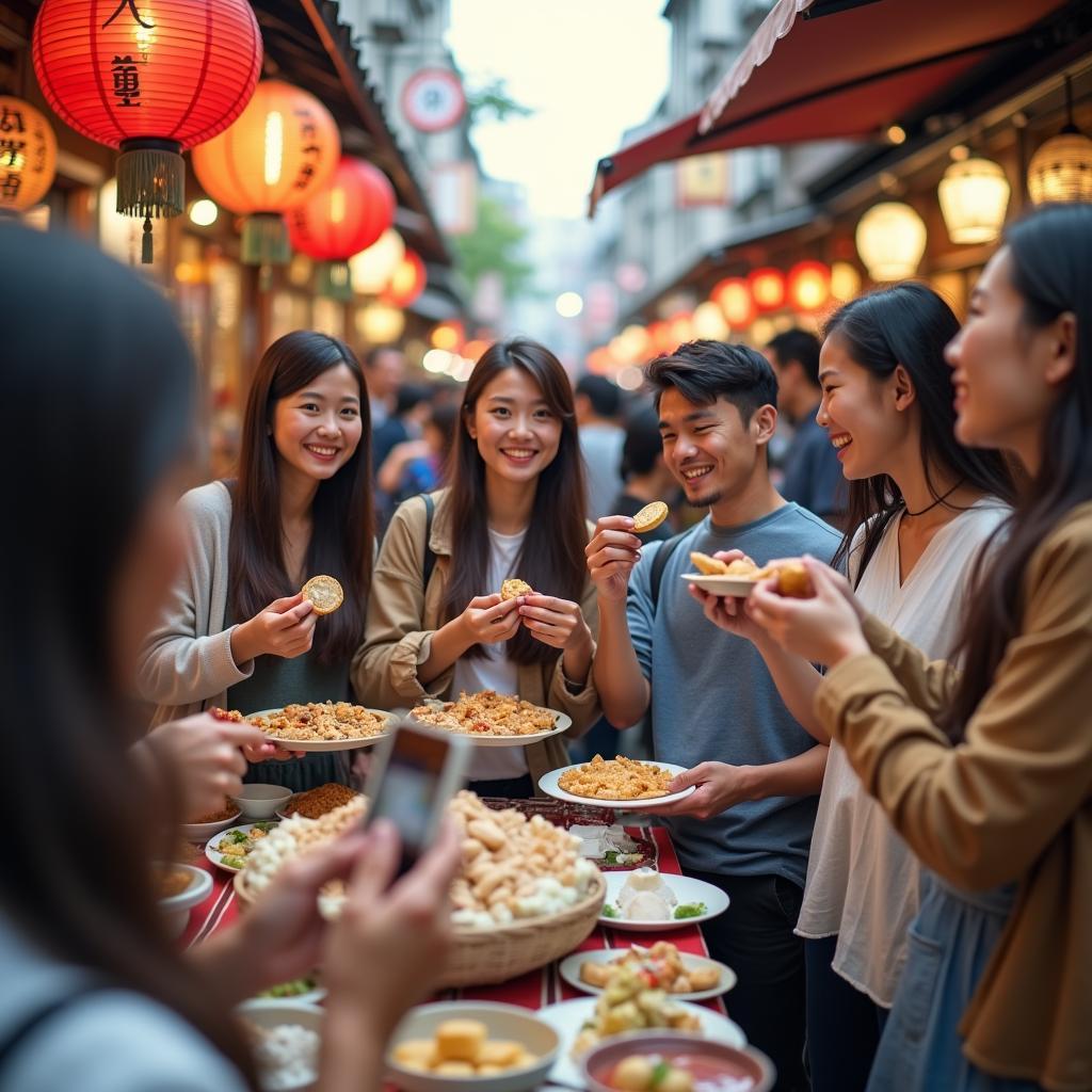 Group of Travelers Exploring Japan Together