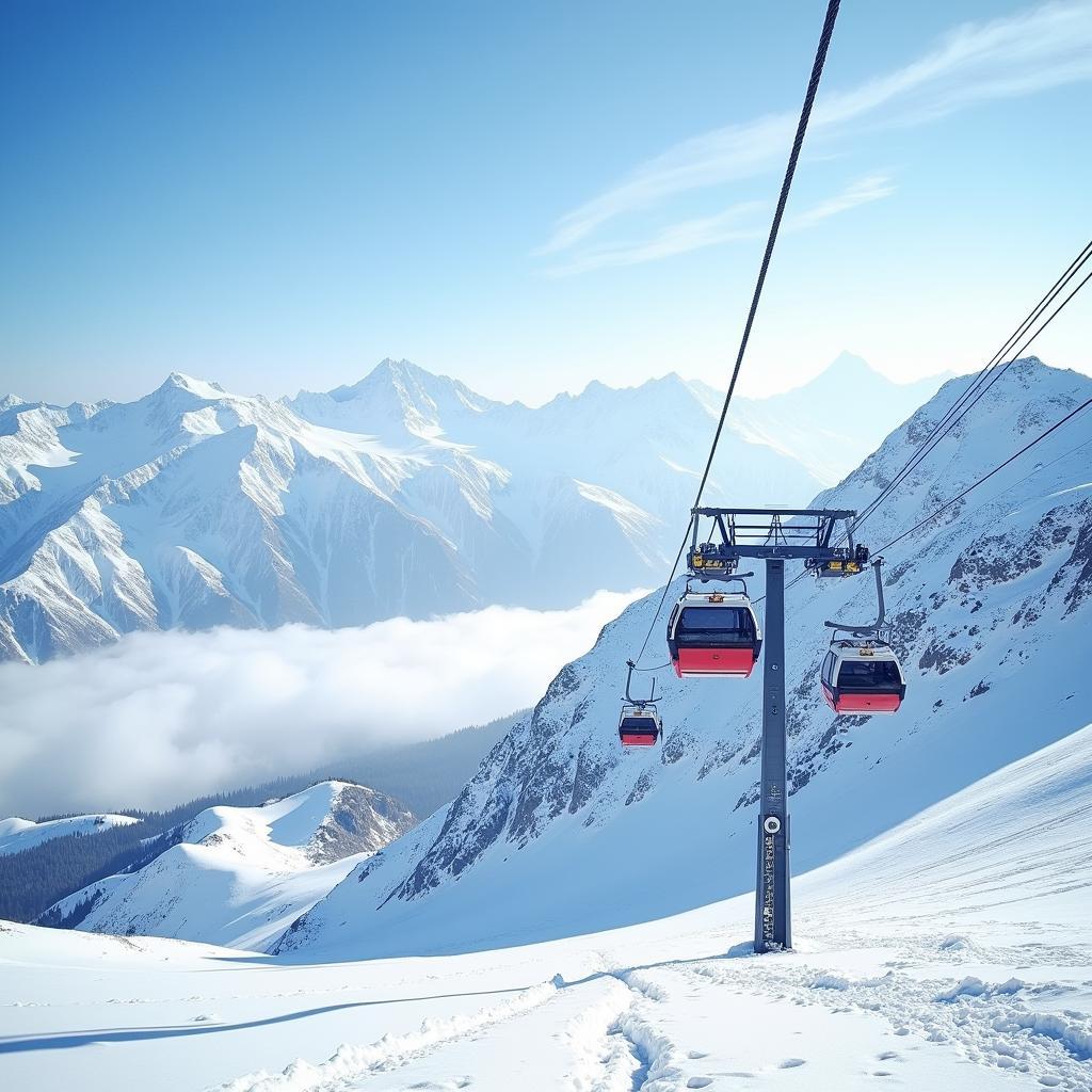 Gulmarg Gondola Ride with Snow-Capped Mountains