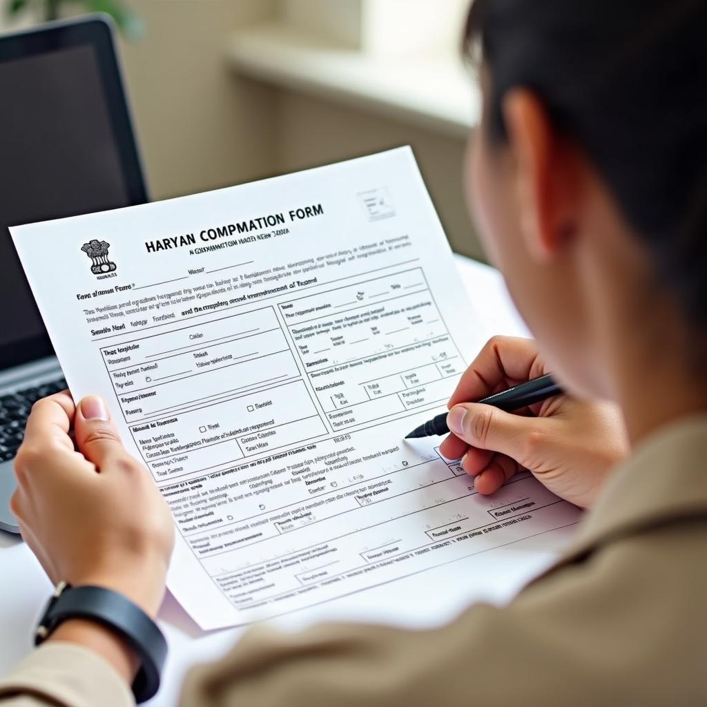 Haryana Government Employee Filling Out a Travel Application Form