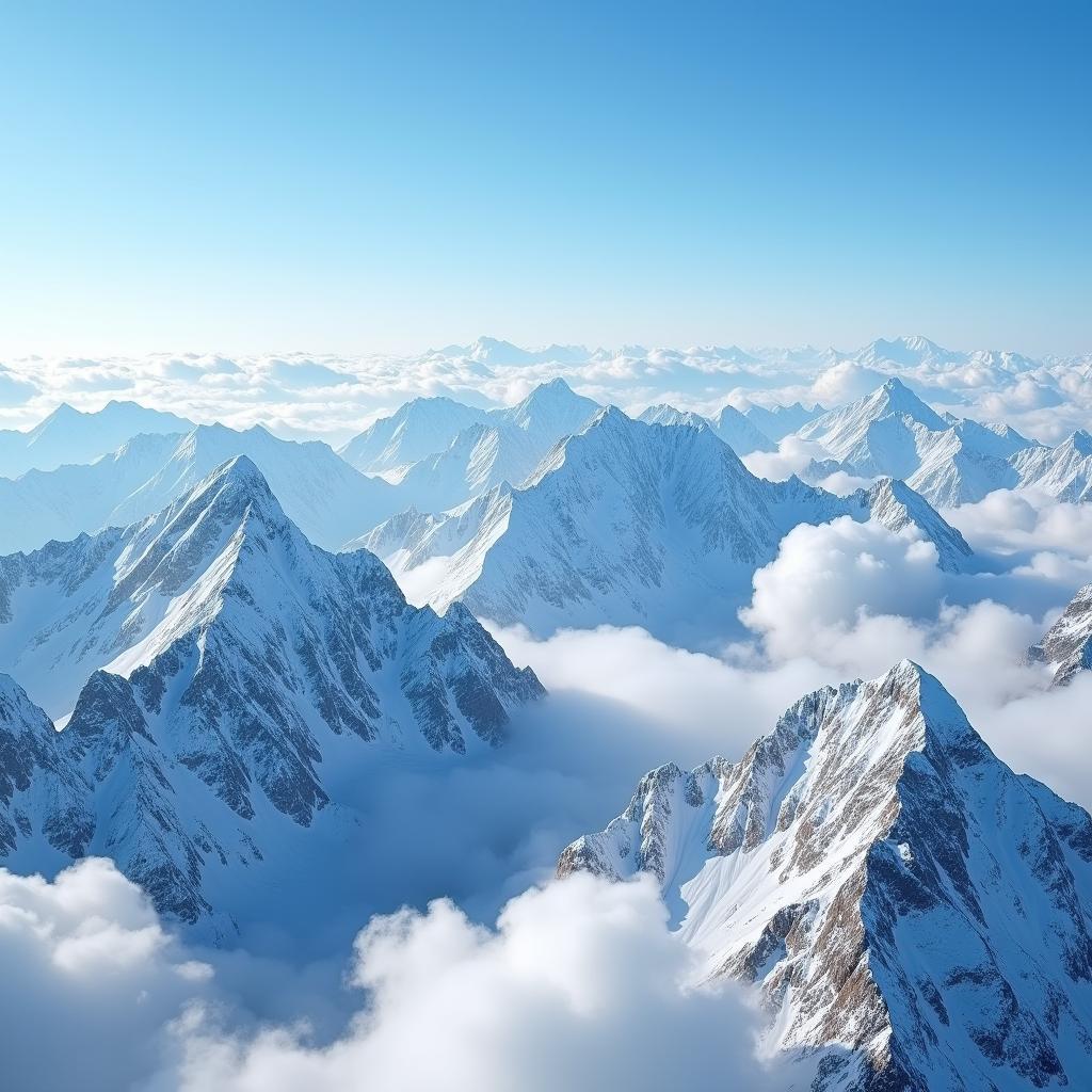 Panoramic view of the Himalayan mountain range, showcasing its vastness and beauty