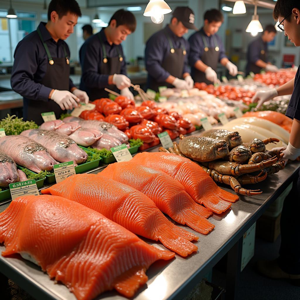 Fresh Seafood Market in Hokkaido Japan