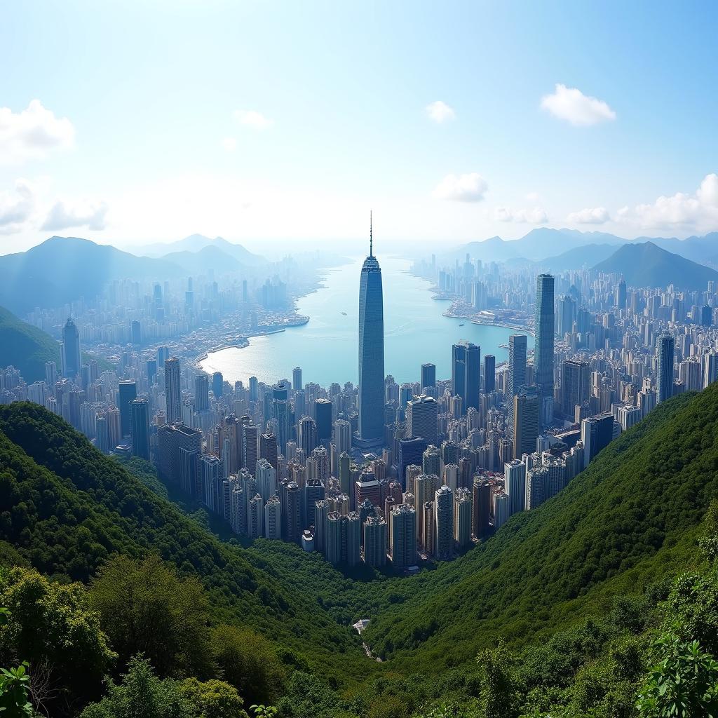 Hong Kong Victoria Peak Skyline View