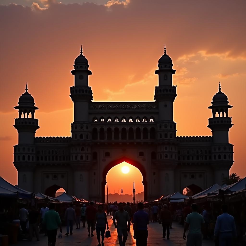 Hyderabad Charminar at Sunset