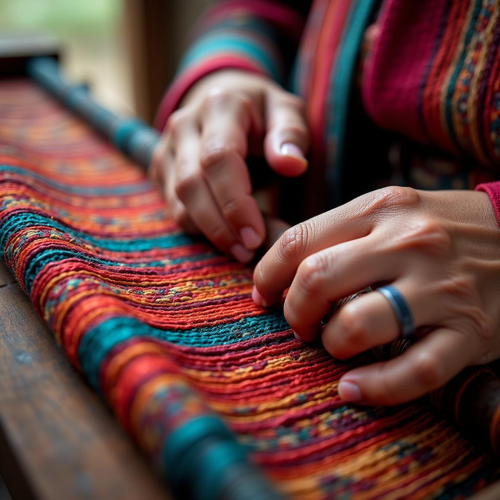 Ifugao woman weaving traditional textiles