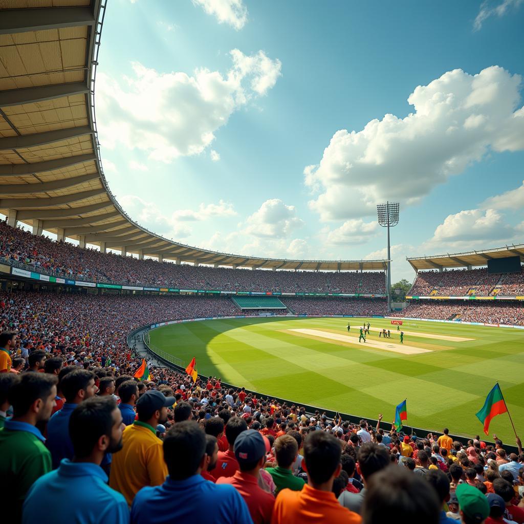 India vs Zimbabwe Cricket Match in a Packed Stadium