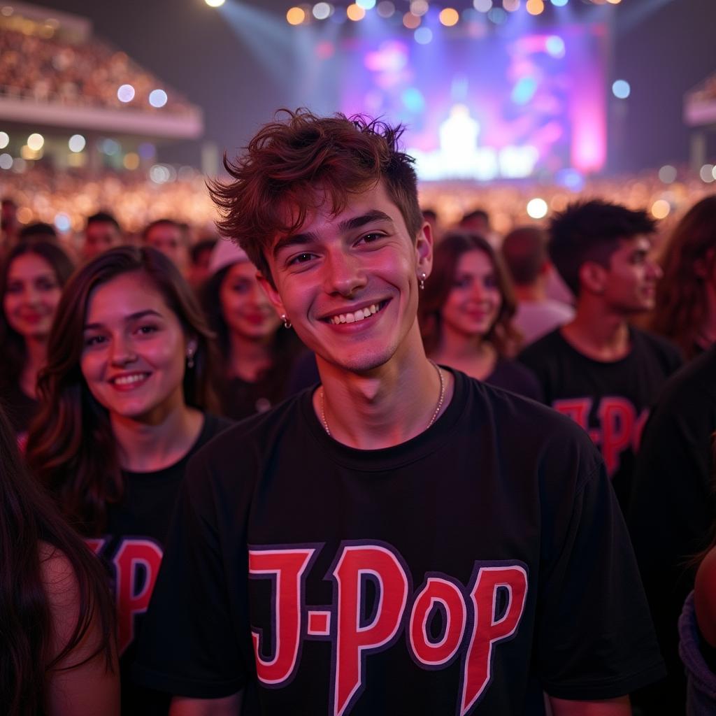 A J-Pop fan enjoying the Justin Bieber concert in India.