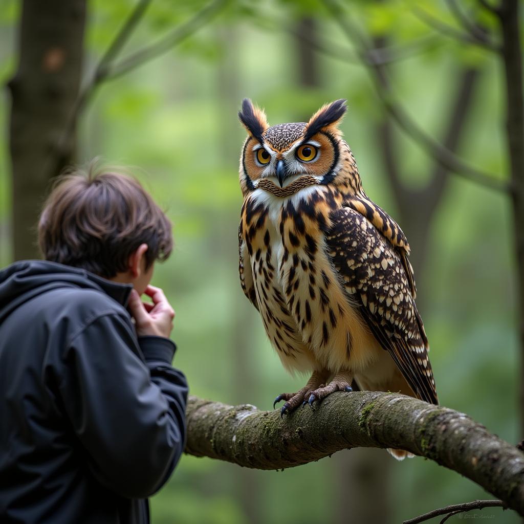 Spotted Owl Perched on Branch during Guided Birding Tour