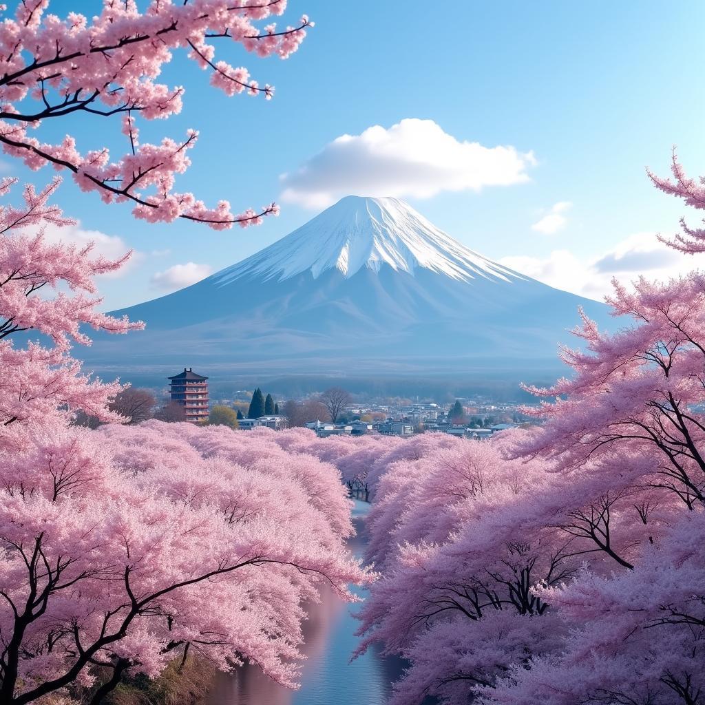 Scenic Japan: Cherry Blossoms and Mount Fuji