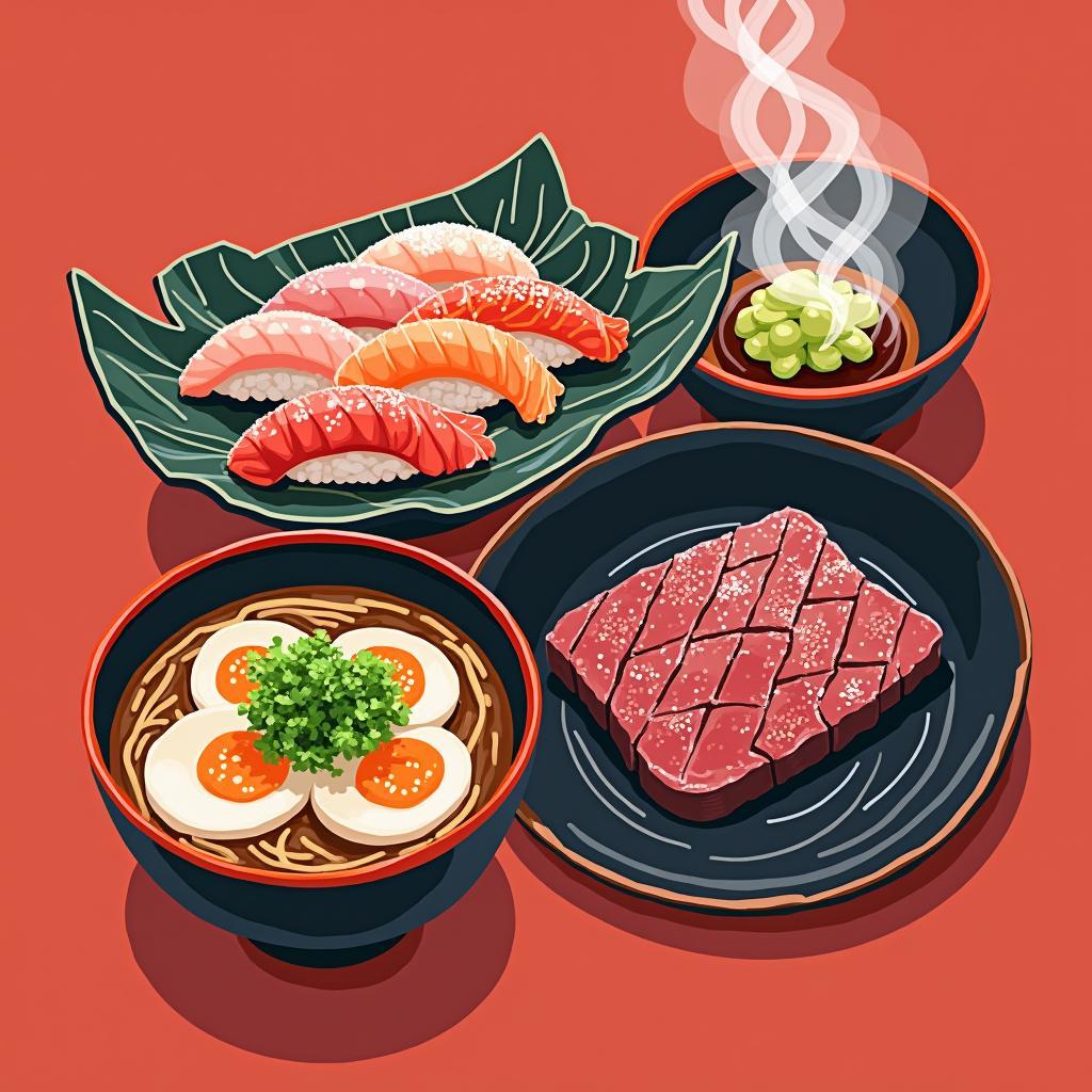 Japanese culinary delights: Sushi, Ramen and Wagyu