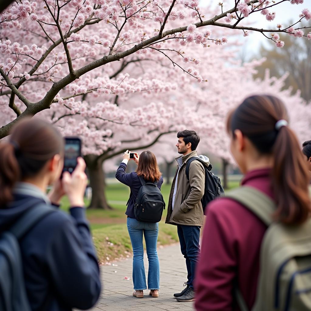 Cherry blossom viewing with a group tour in Japan