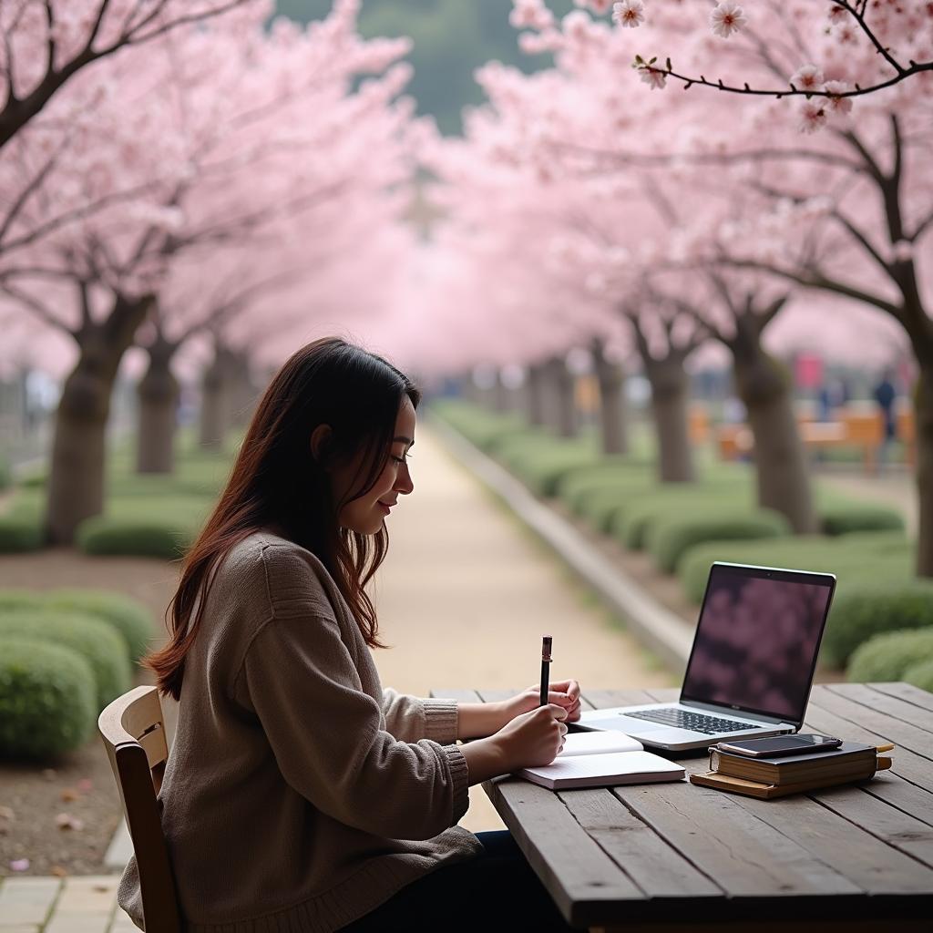 Planning a Japan Itinerary with Cherry Blossoms in Background