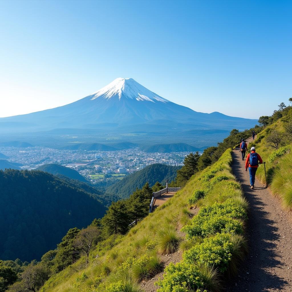 Hike up Mount Fuji with Yatra International Tour Packages, surrounded by breathtaking landscapes.